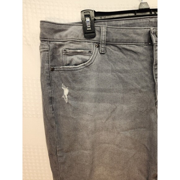 Sonoma womens adaptive straight jeans 18 stretch gray distressed hook & loop fly - Picture 2 of 11